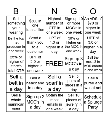 maurices BINGO Card