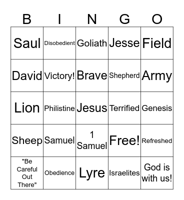 Bible Bingo  Bingo Card