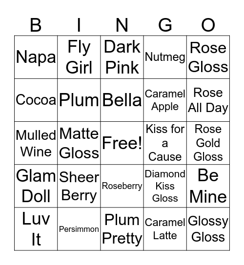 LipSense Bingo Card