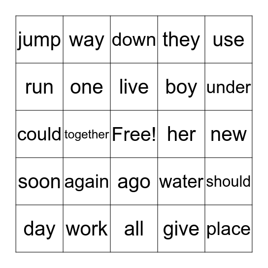 Unit 1, 2, 3 Bingo Card
