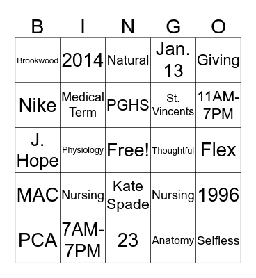 ANDREA Bingo Card