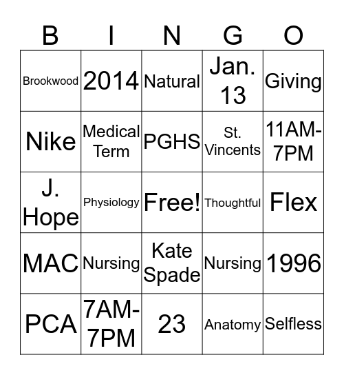 ANDREA Bingo Card