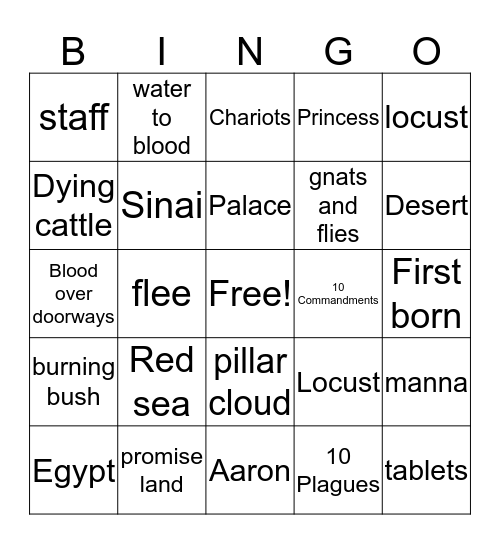 Moses Bingo Card