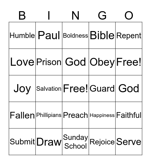 Submitting To God Bingo Card