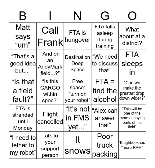 FTA Bingo Card