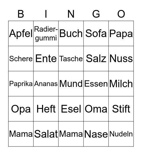 Alpha Bingo I Bingo Card