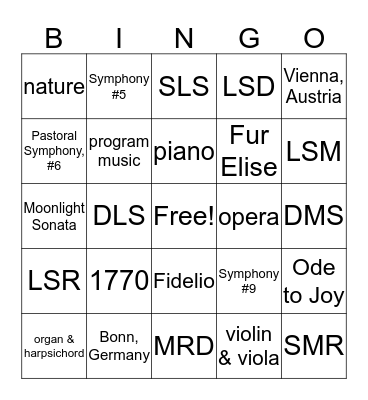 BEETHOVEN Bingo Card