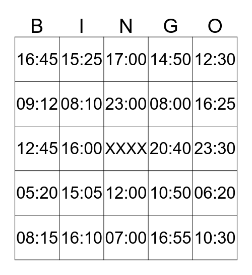LES HEURES (F-N) Bingo Card