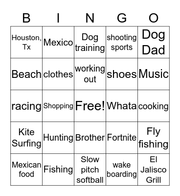 MY BINGO Card