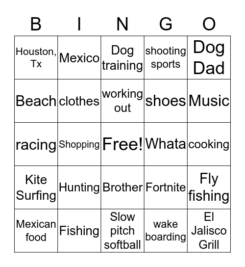 MY BINGO Card