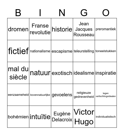 ROMANTIEK Bingo Card