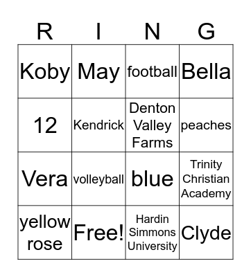 From Miss to Mrs Bingo Card