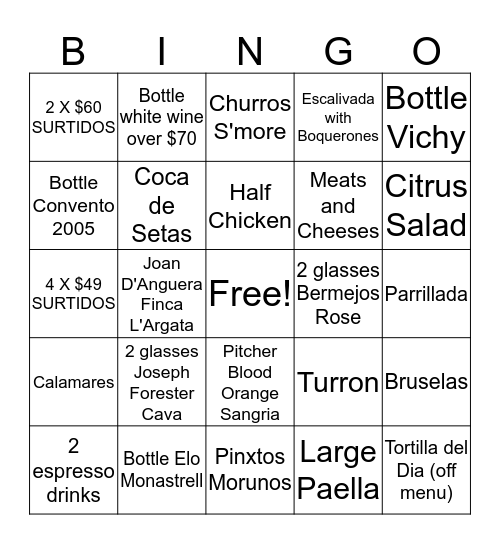 SUNDAY FUNDAY BINGO!! Bingo Card