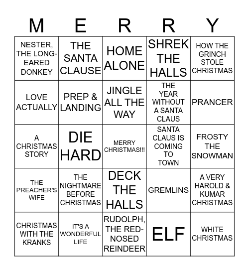 CHRISTMAS MOVIES & CARTOONS Bingo Card