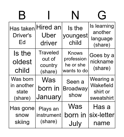 Ms. Schneider's Bingo Card