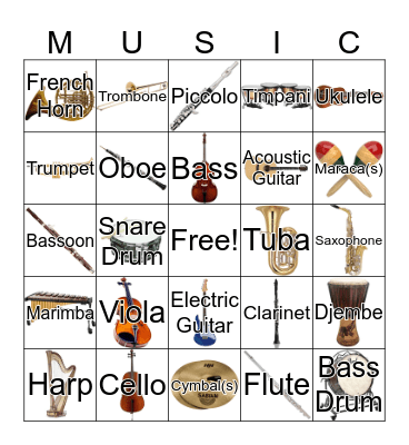 INSTRUMENT BINGO Card