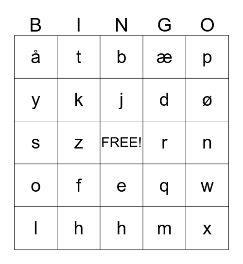 Ganni Bingo Card