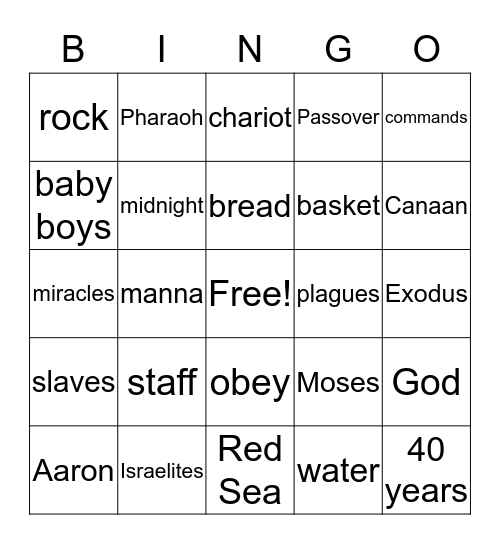 Moses Bingo Card