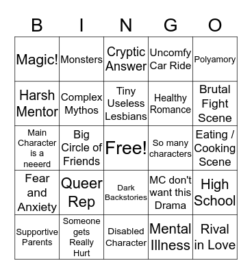 Kali Scribbles Bingo Card