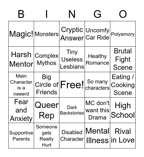 Kali Scribbles Bingo Card