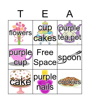 Tea Time Bingo Card