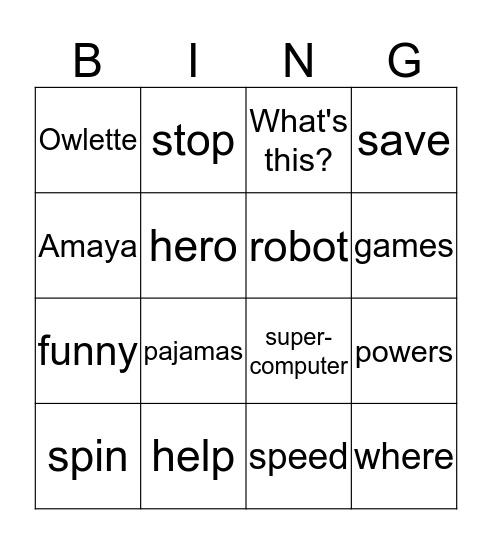 Listening Bingo - Catboy vs. Robocat Bingo Card