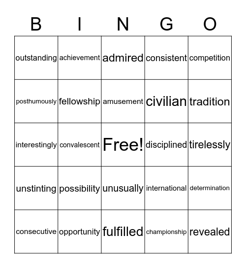 Reading Bingo Card