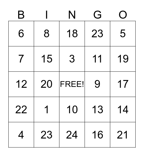 Untitled Bingo test Bingo Card