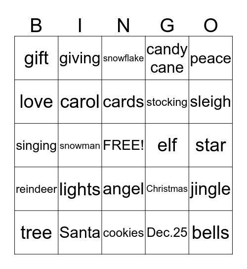 CHRISTMAS BINGO Card
