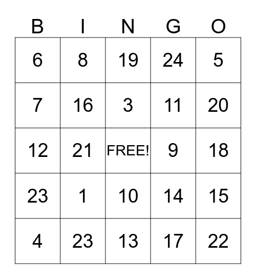 Untitled Bingo test Bingo Card