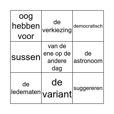 Woordenbingo Card
