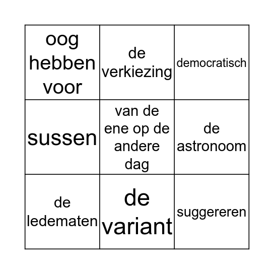 Woordenbingo Card