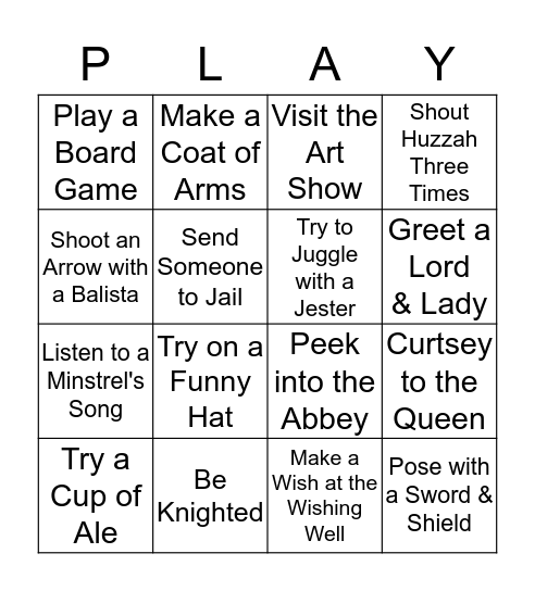 MADRIGAL ACTIVITY BINGO Card