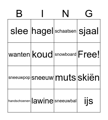 winter Bingo Card