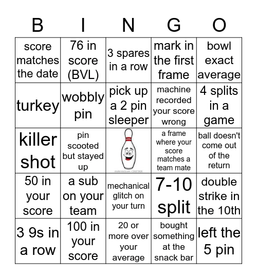 Bowling Bingo Card