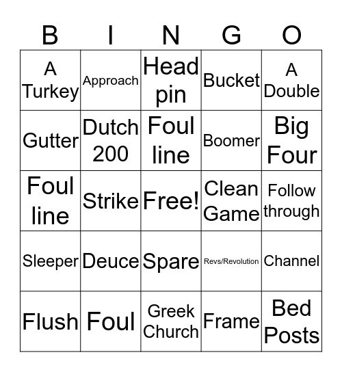 Bingo Bowling Bingo Card