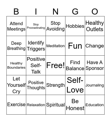 COPING SKILLS Bingo Card