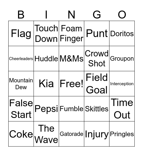 Super Bowl  Bingo Card