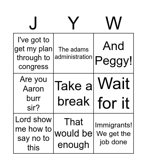 Alexander Hamilton  Bingo Card
