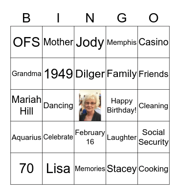 Judy's Bingo! Bingo Card