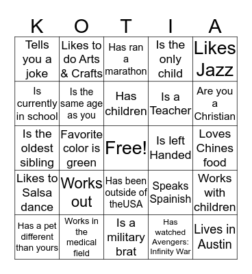 Happy 40th Birthday Bingo Card