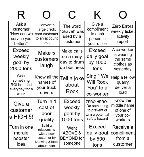 RGI Customer Service Rep - ROCKO  Bingo Card