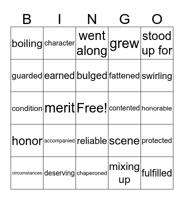 Lesson 16 Fourth Grade Bingo Card