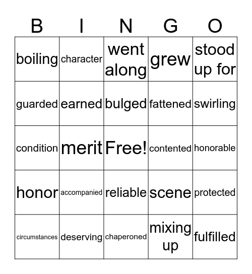 Lesson 16 Fourth Grade Bingo Card