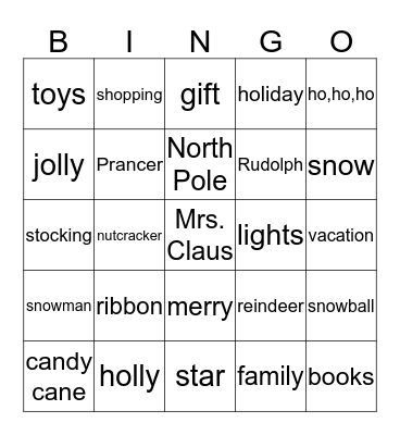 Vena Stuart School Bingo Card