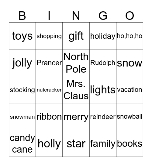Vena Stuart School Bingo Card