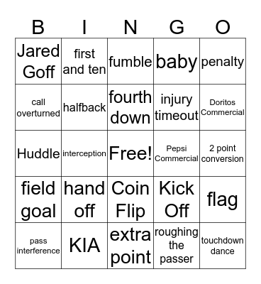 Superb Owl 2019 Bingo Card