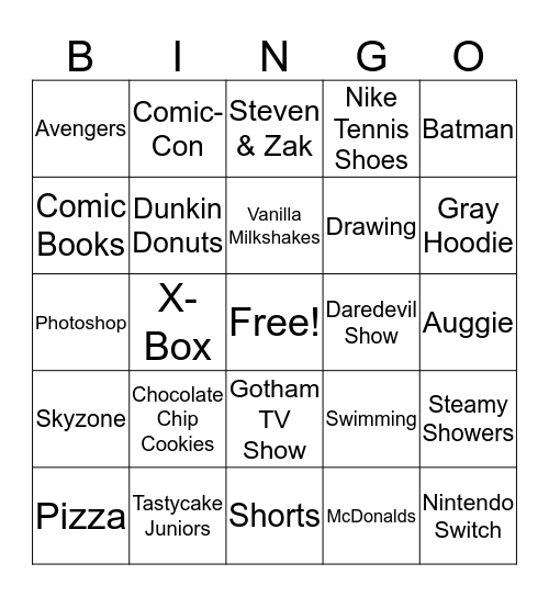 BRADY BINGO Card