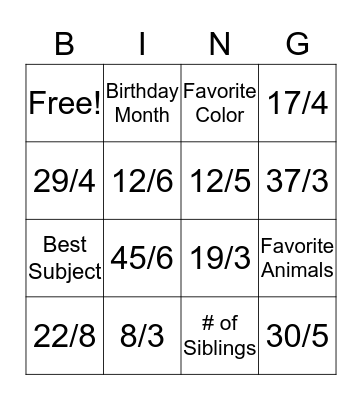 Remainder Bingo! Bingo Card