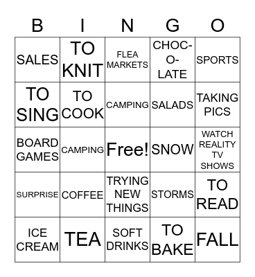 I LOVE Bingo Card